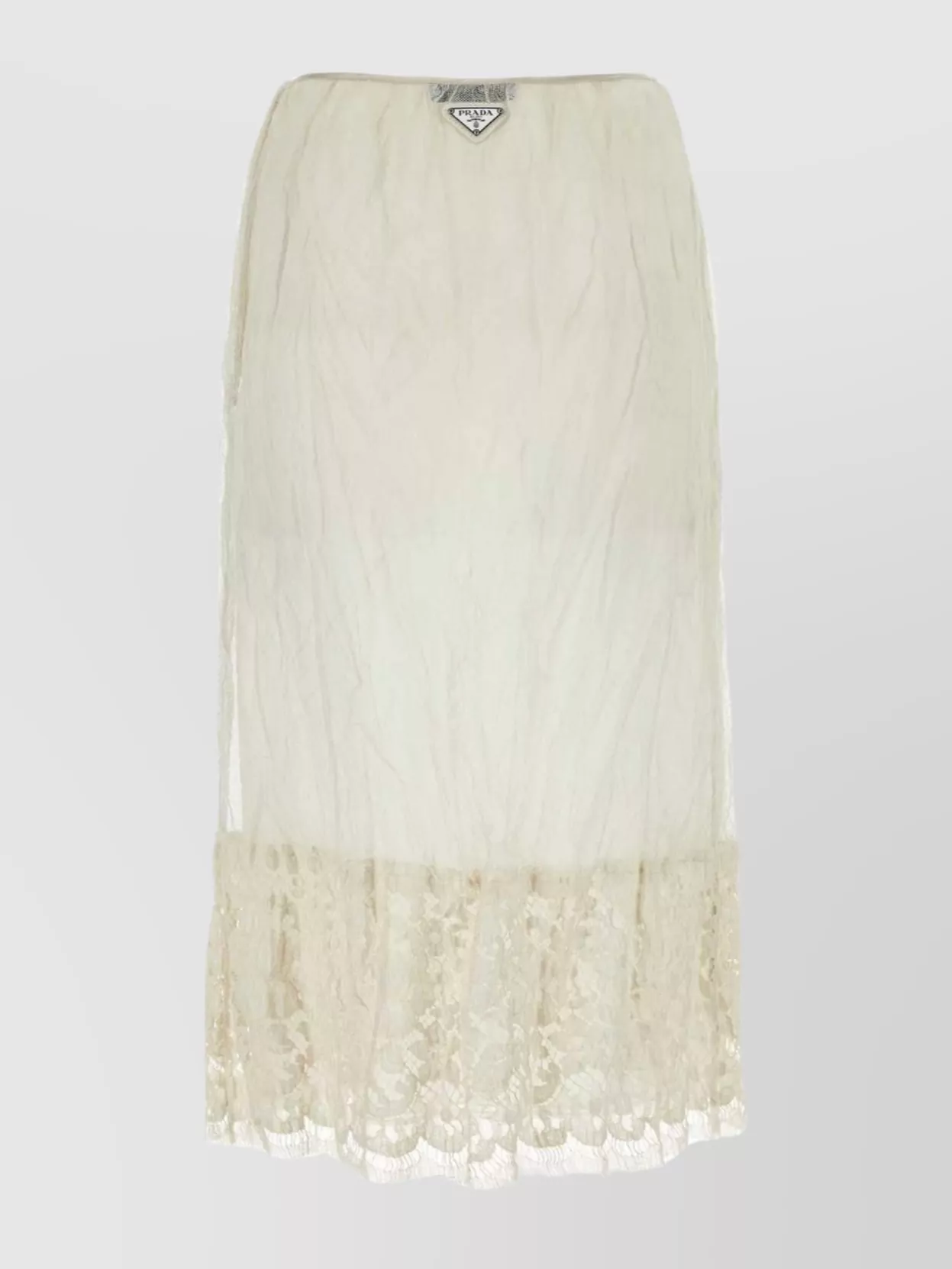 Prada Mesh Skirt Lace Overlay In Neutral