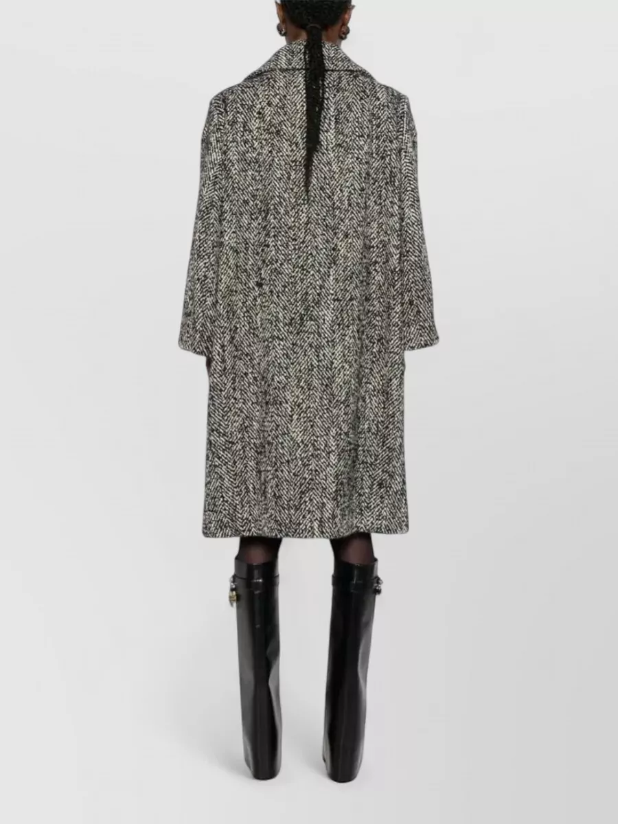 Dolce&Gabbana Herringbone Long Coat Double Breasted Virgin Wool