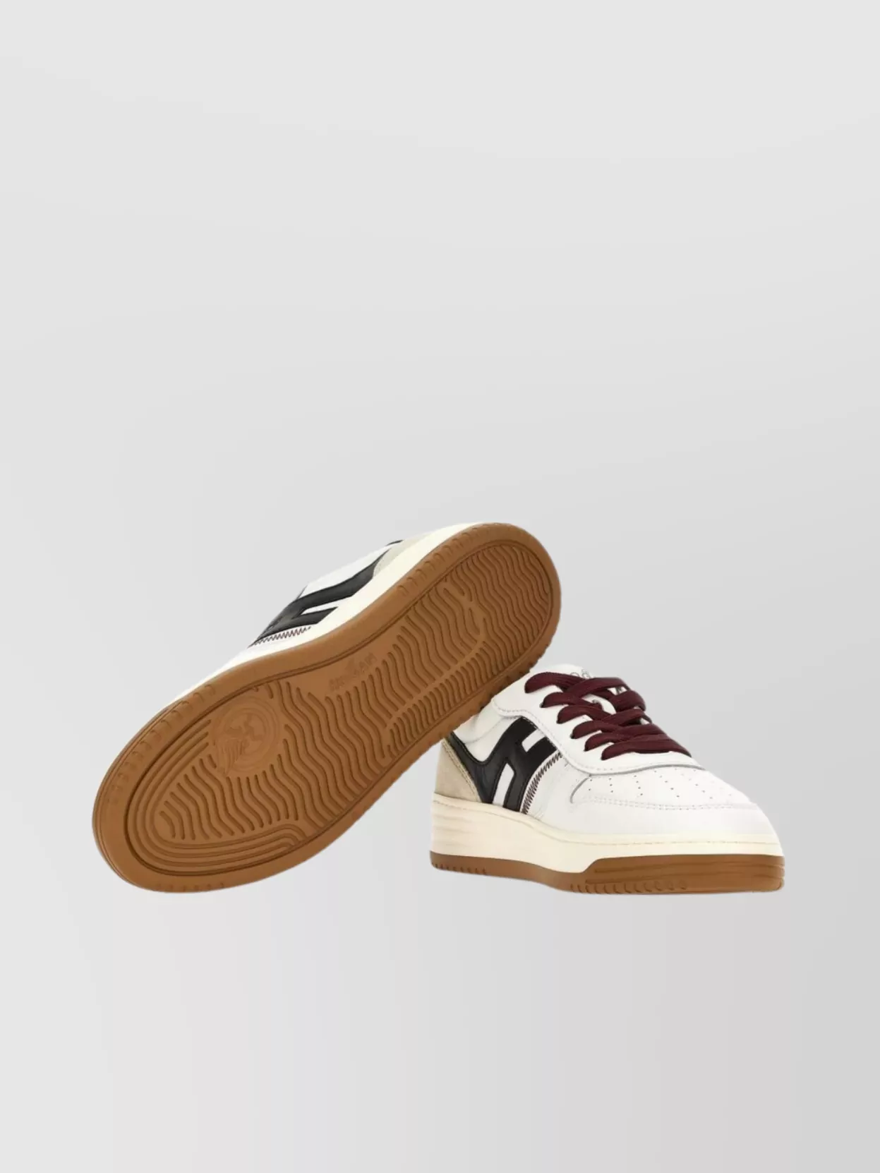 Hogan Leather Sneakers With Contrast Sole And Stitching