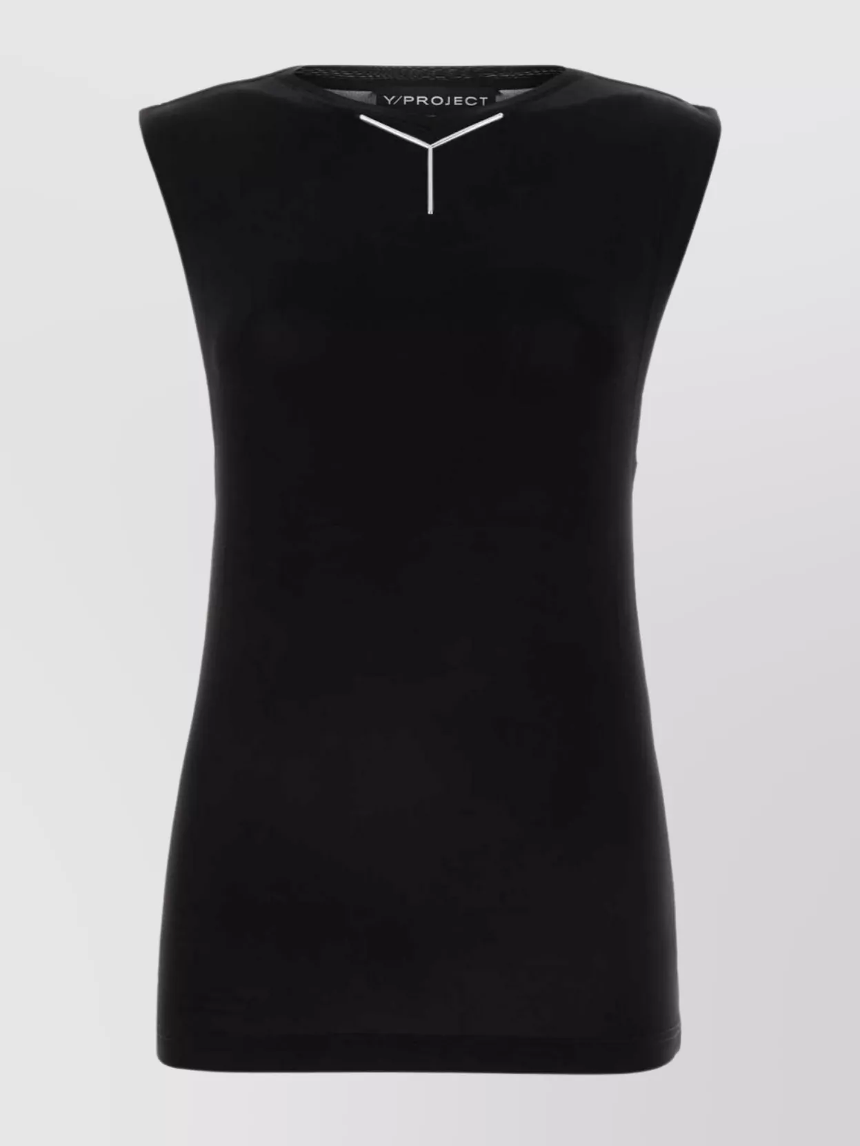 Y/project Stretch Viscose Crew Neck Sleeveless Top In Black