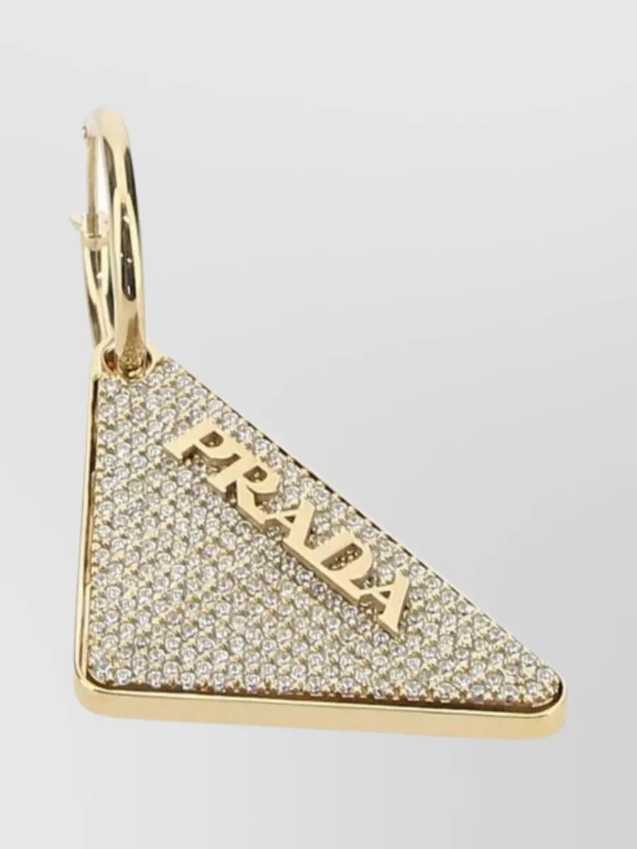 Shop Prada 925 Silver Symbol Right Earring In Cream