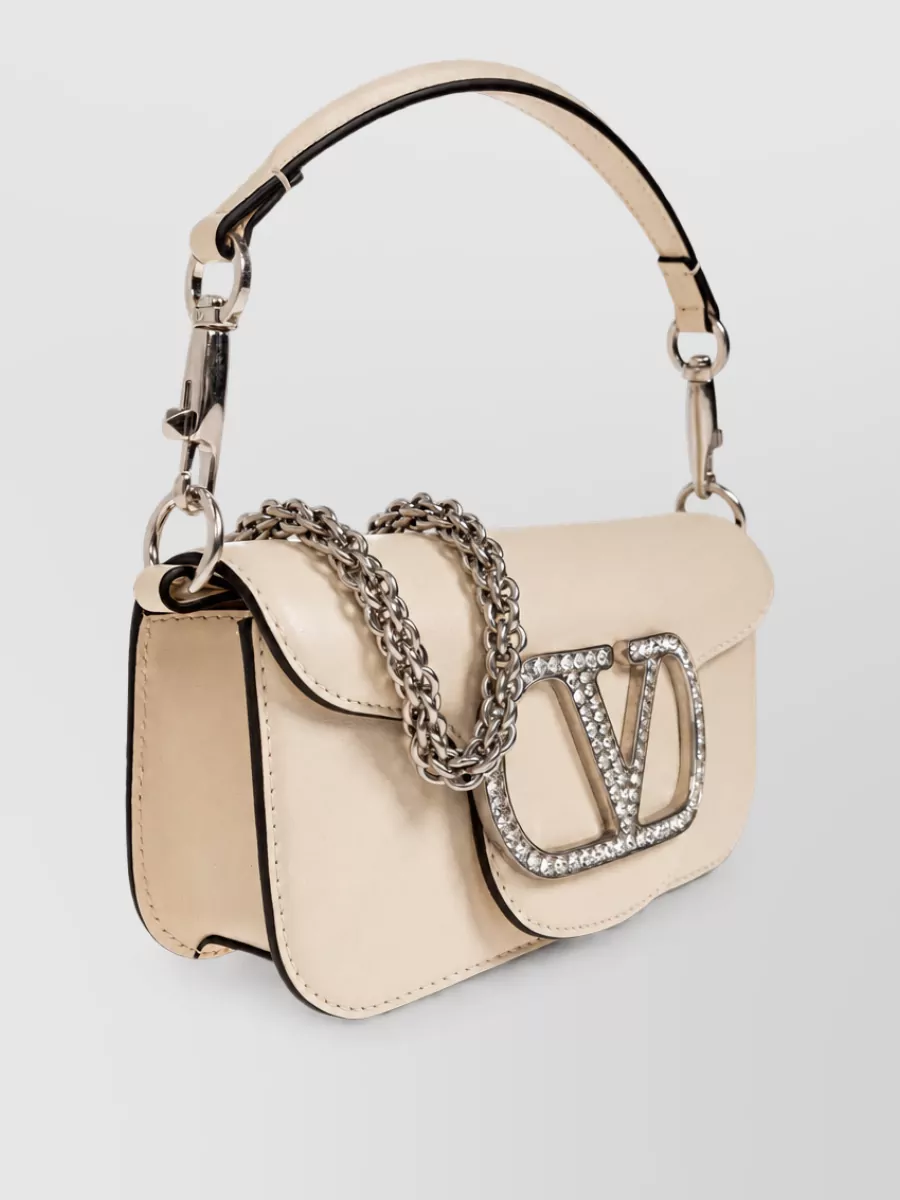 Valentino Garavani Locò Small Leather Crystal-Embellished Shoulder Bag