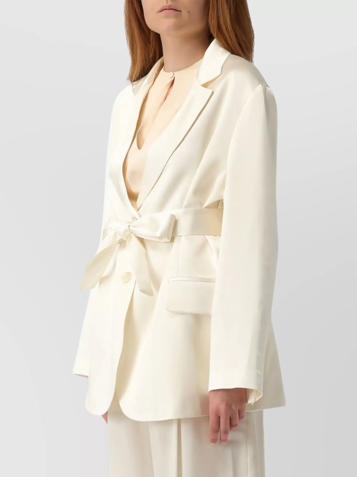 Semicouture Christiana Jacket Belted Waist In White