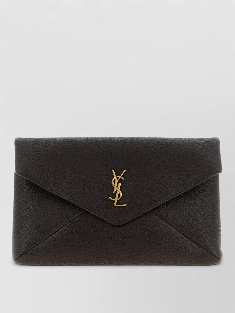 Saint Laurent cassandre large lambskin leather envelope clutch bag
