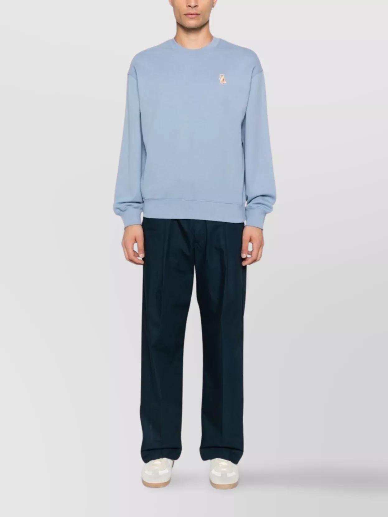 Maison Kitsuné Fox Standing Cotton Crew Neck Sweatshirt