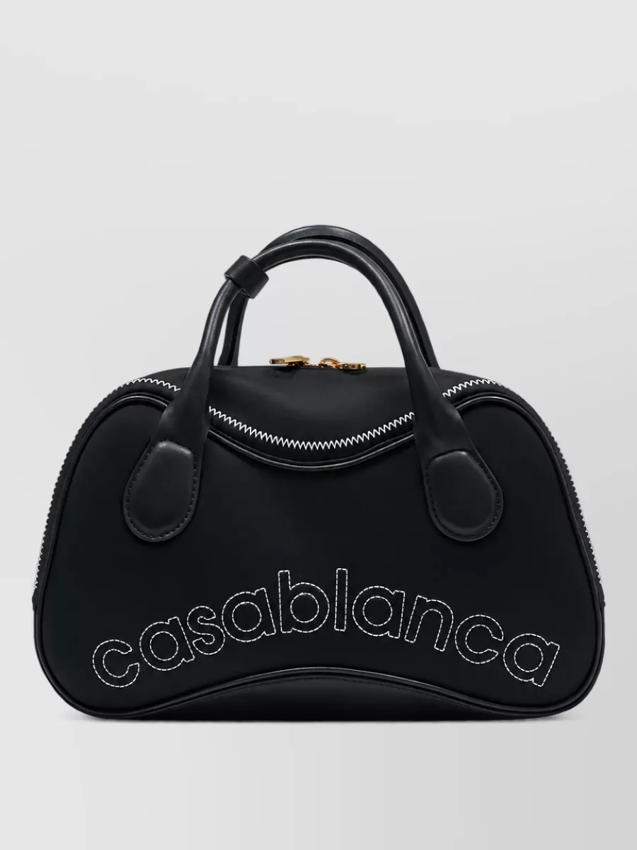 Casablanca leather top handle clutch bag