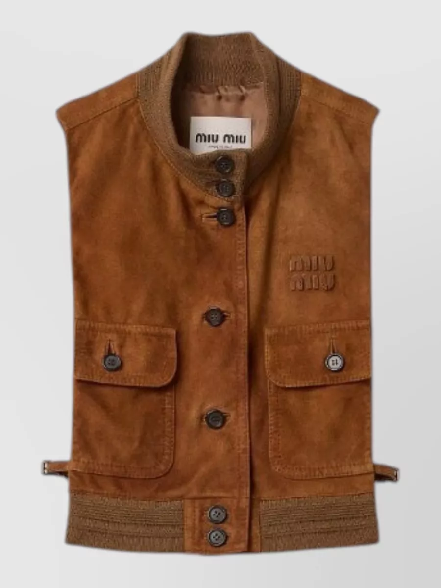 Miu Miu Leather Buttoned Vest