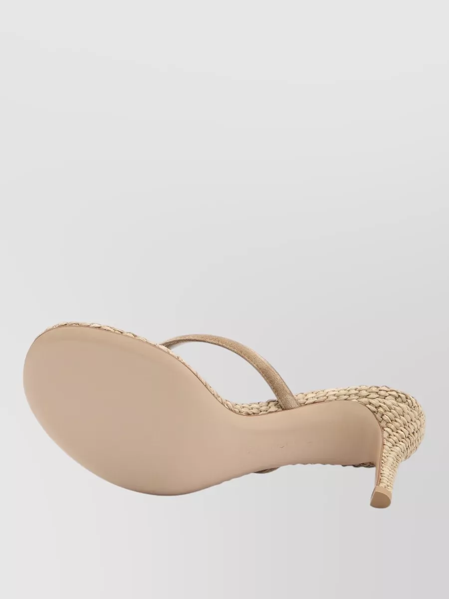 Gianvito Rossi Calypso Suede Raffia Thong Sandals Stiletto
