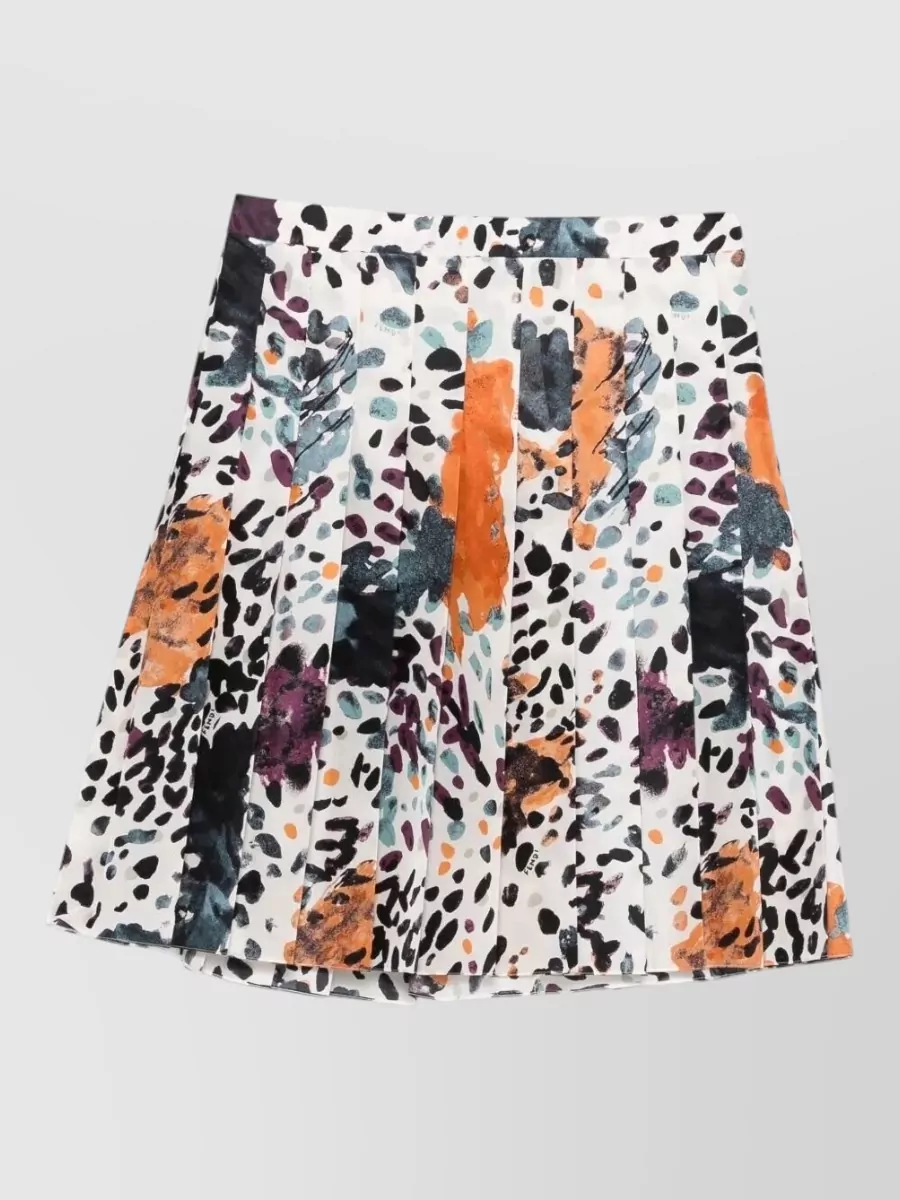 Fendi Moth-print Silk Midi Skirt Clothing In Multi