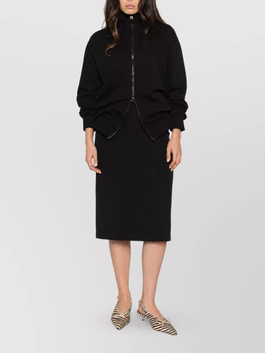 Ermanno Scervino Lace Embroidered High Neck Long Sleeve Sweatshirt Jacket