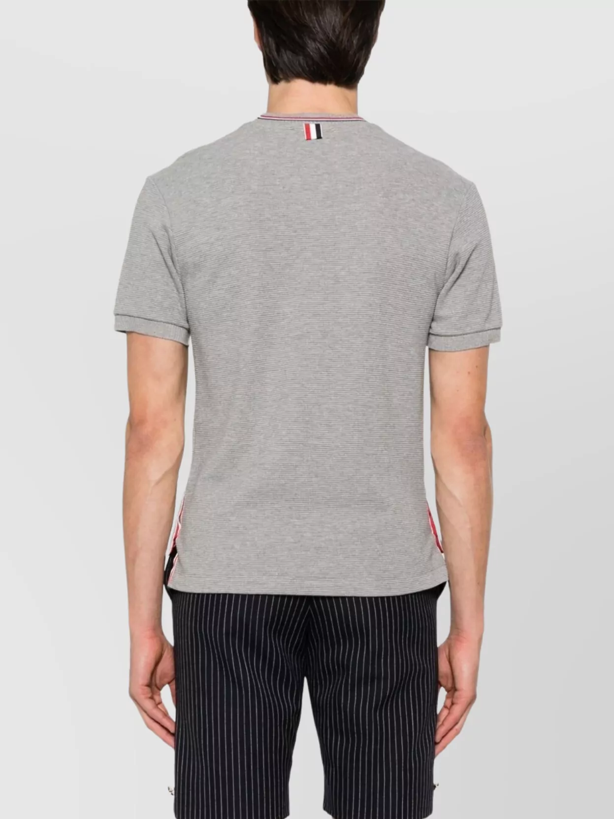Thom Browne Cotton Crew Neck T-Shirt With Stripe Detailing