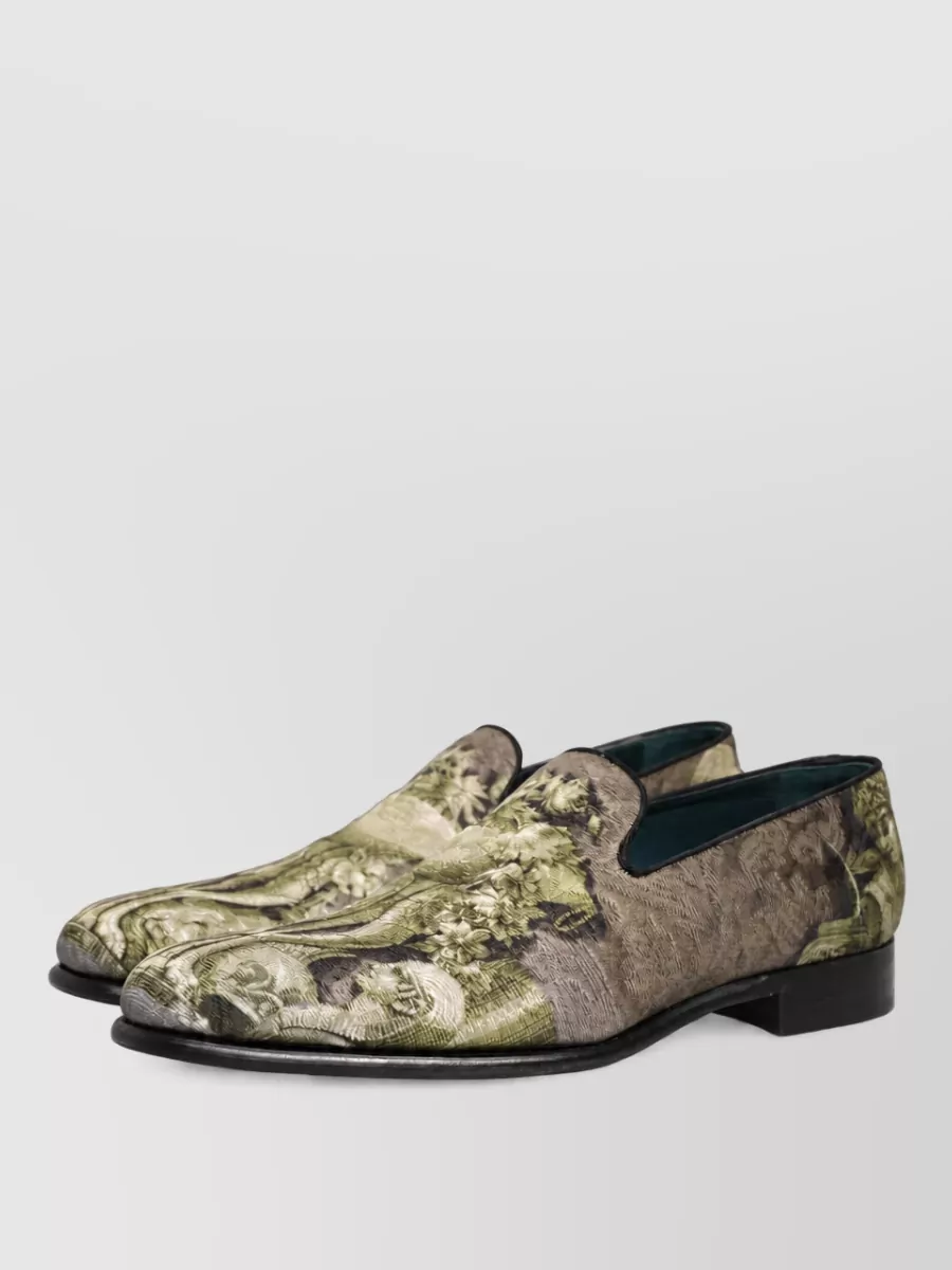 Dolce&Gabbana Leather Baroque Print Slippers