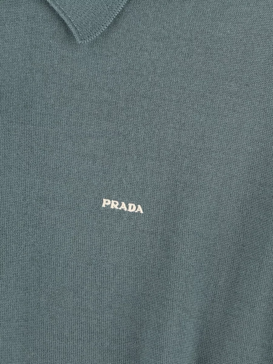 Prada Wool Ribbed Collar Regular-Fit Polo Shirt