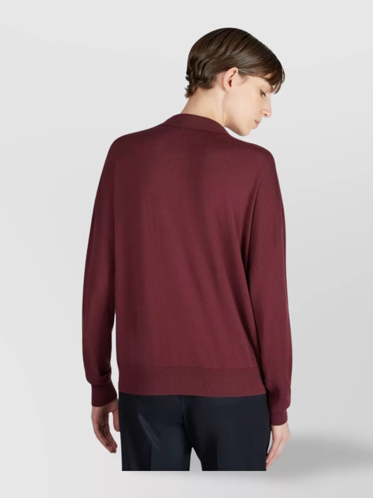 Zanone Wide Fit V Neck Polo Shirt In Flexwool Clothing In Burgundy