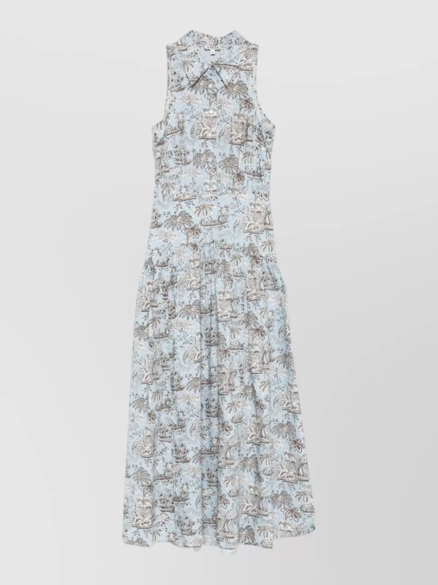 Staud Sleeveless Maxi Dress Featuring Allover Print