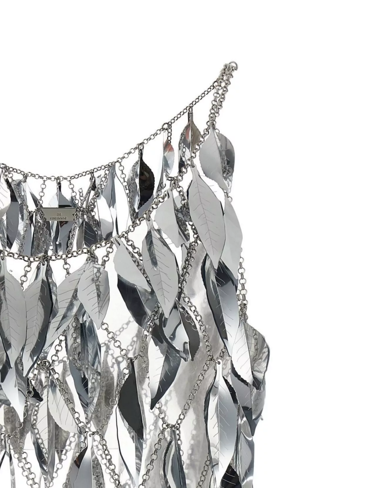 Rabanne Silver Chain Top With Brass Leaf Embellishment