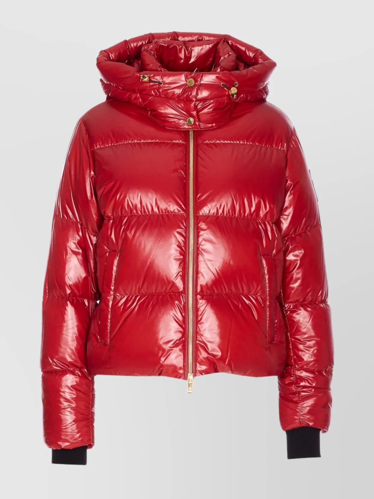 Moose Knuckles Quilted Hooded Jacket Zip Pockets In Red