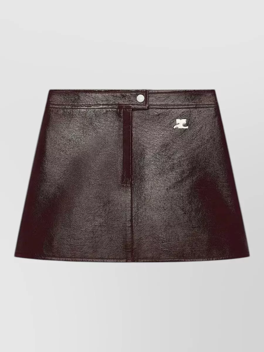 Courrèges Crinkled vinyl-effect mini a-line skirt