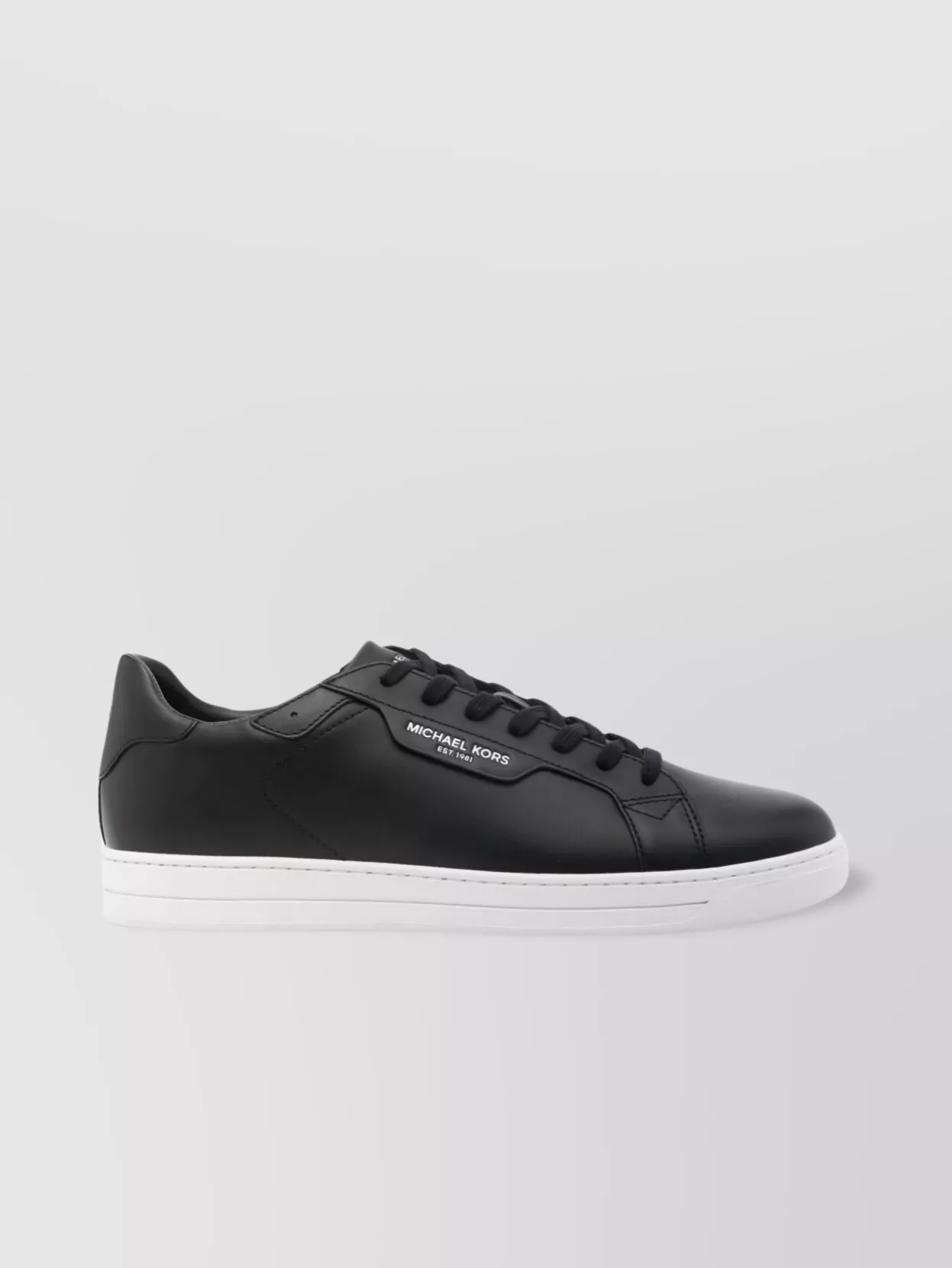 Michael Kors Almond Toe Leather Sneakers With Contrast Sole