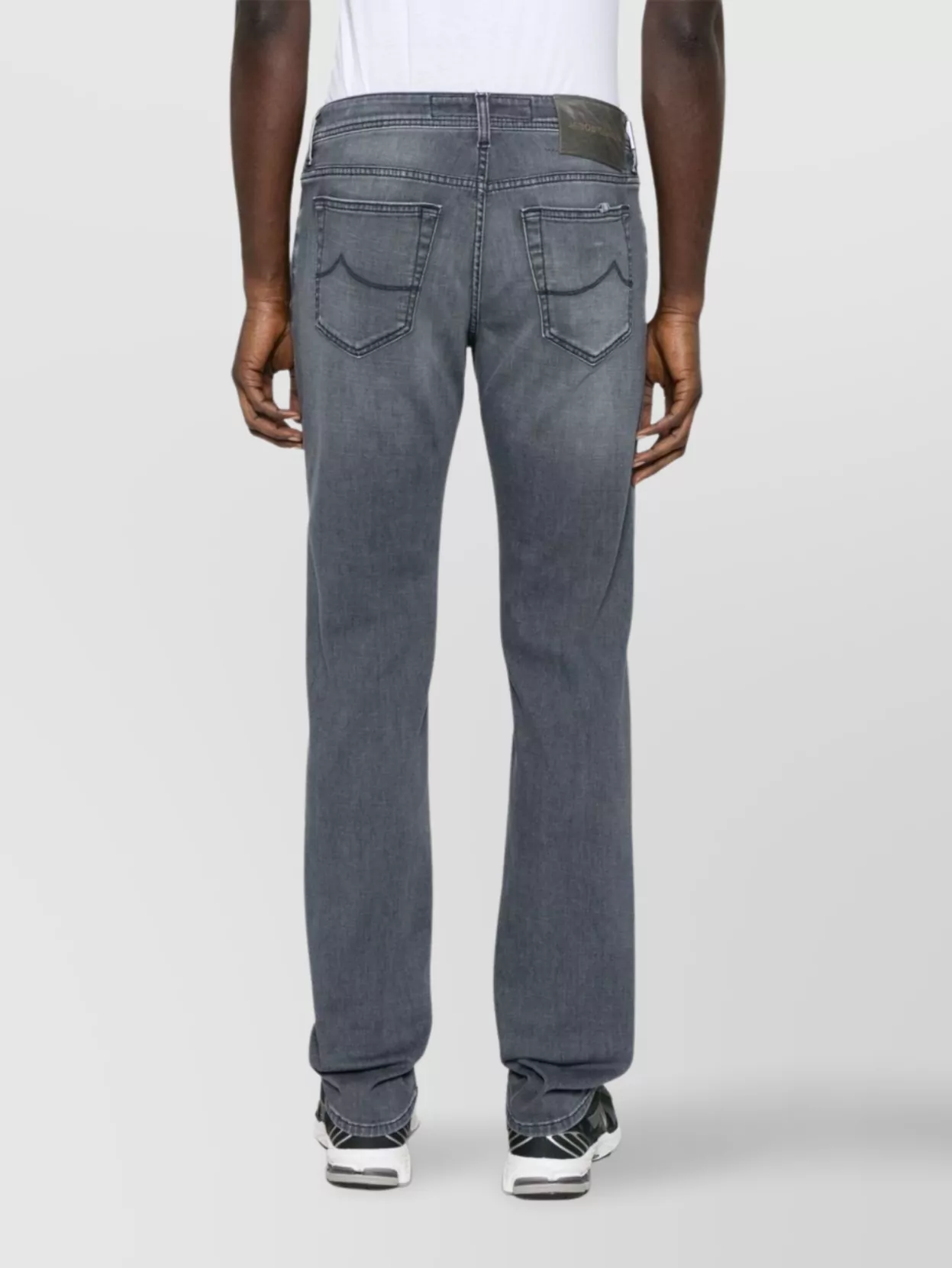 Shop Jacob Cohen Straight Leg Trousers Faded Effect In Grey