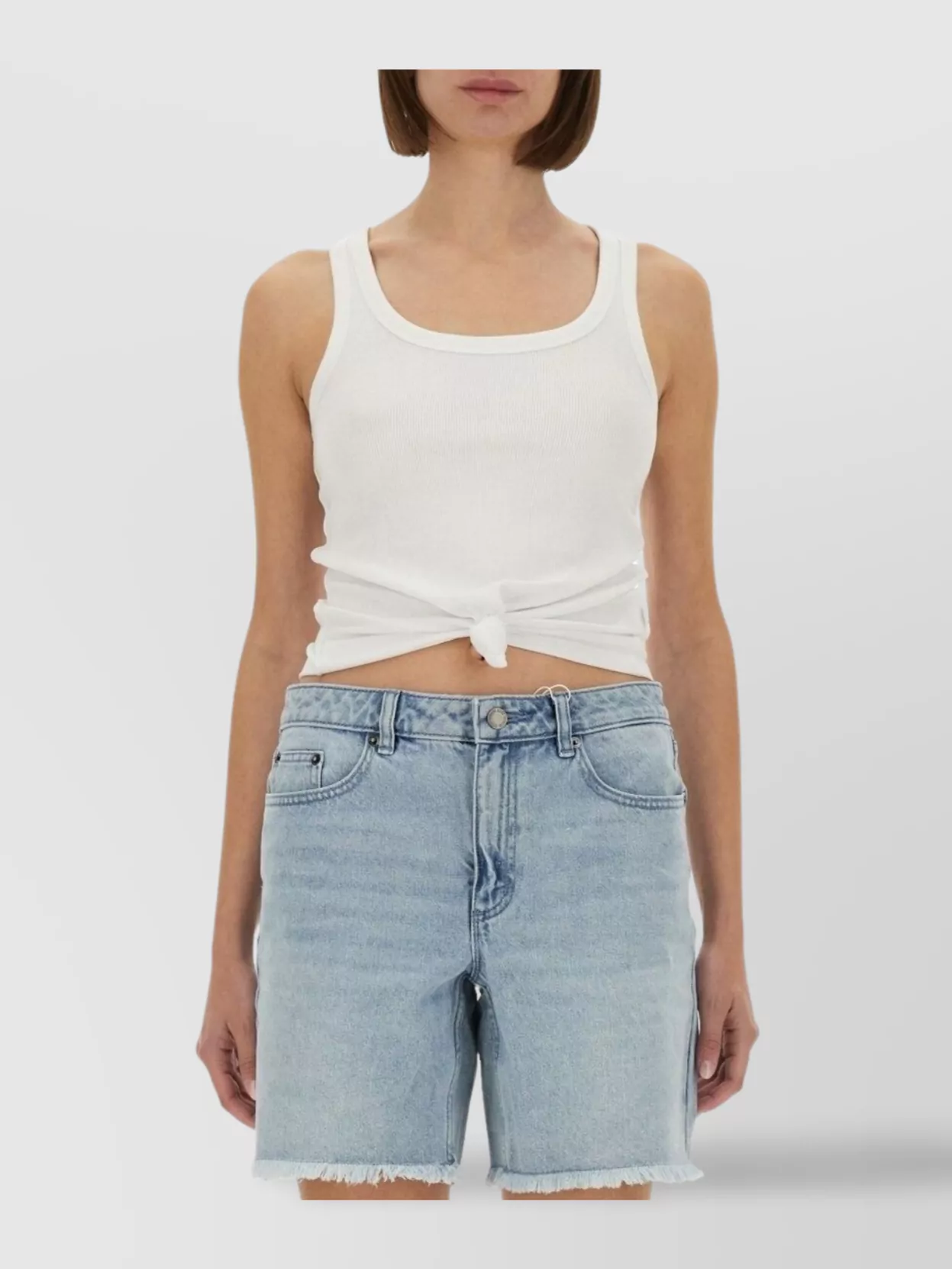 Michael Kors Lace-up Ribbed Tank Top Front