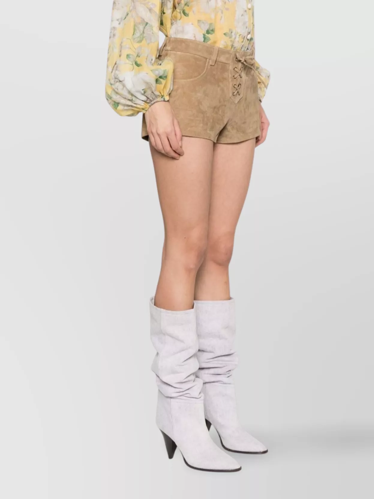 Shop Isabel Marant Belt Loops Suede Texture Shorts