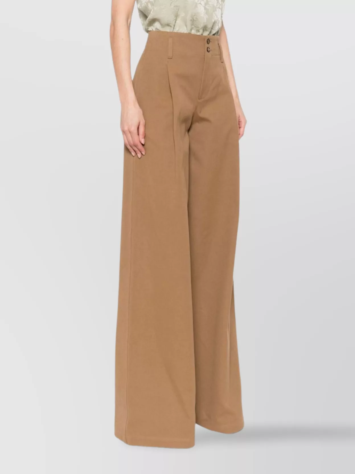 Chloé High-rise And Wide-leg Cotton Canvas Trousers Clothing In Brown
