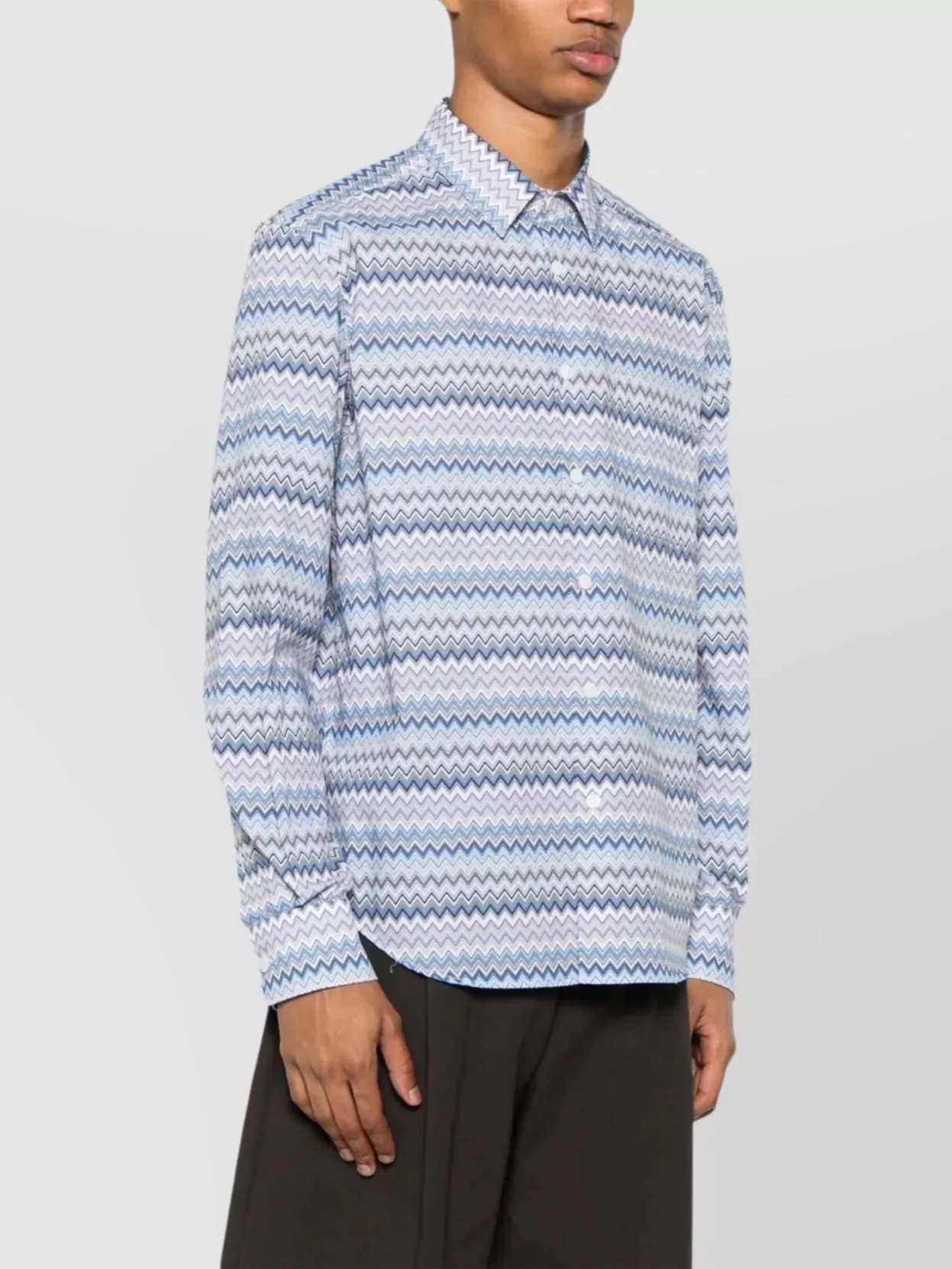 Missoni Button-Down Collar Pleated Hem Shirt