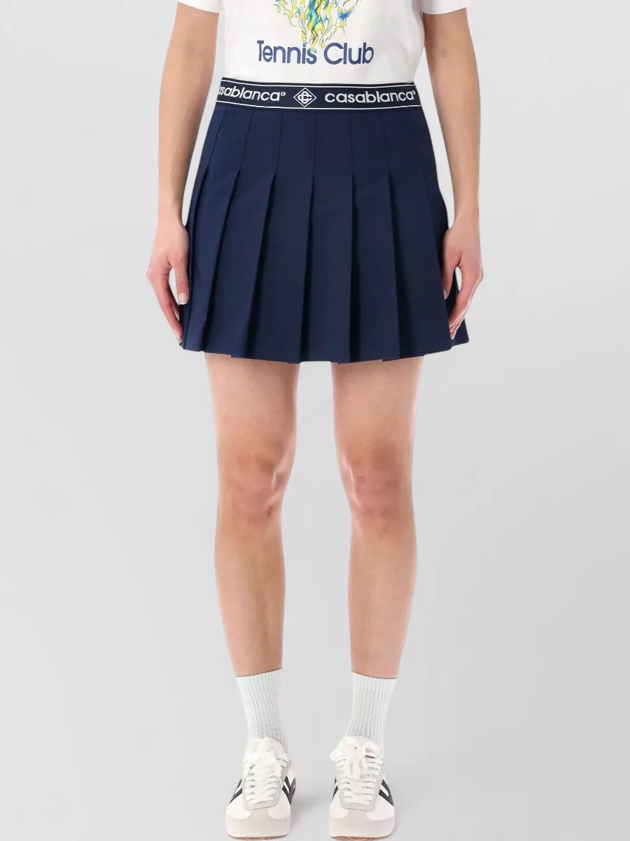 Casablanca pleated logo-print mini skirt
