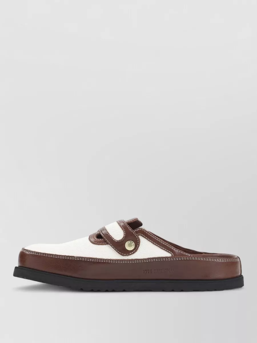 Birkenstock 1774 Two-Tone Leather And Canvas Slippers