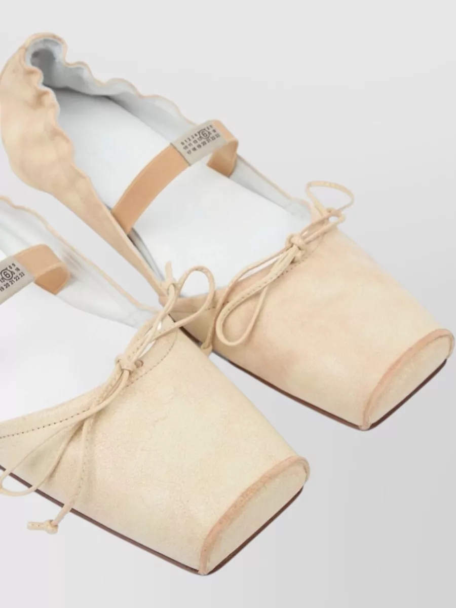 Mm6 Maison Margiela Leather Square Toe Ballet Flats