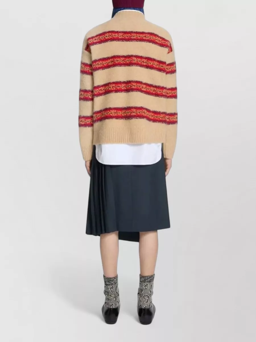 Dries Van Noten Jacquard Striped Oversized Wool Sweater