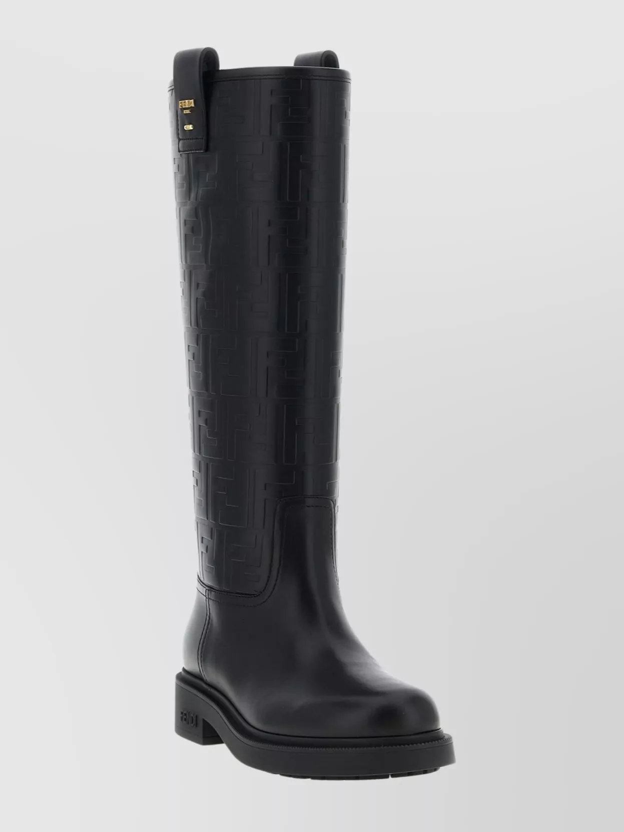 Fendi Knee-high Round Toe Pull Tab Boots In Animal Print