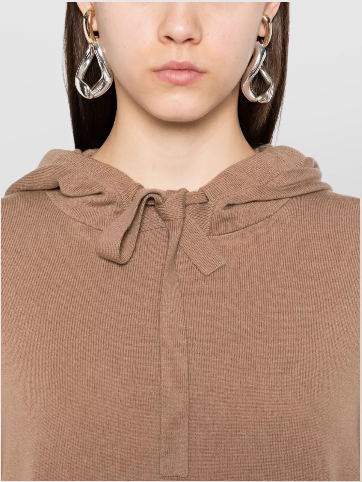 S Max Mara Drawstring Hood Wool Hoodie With Pockets