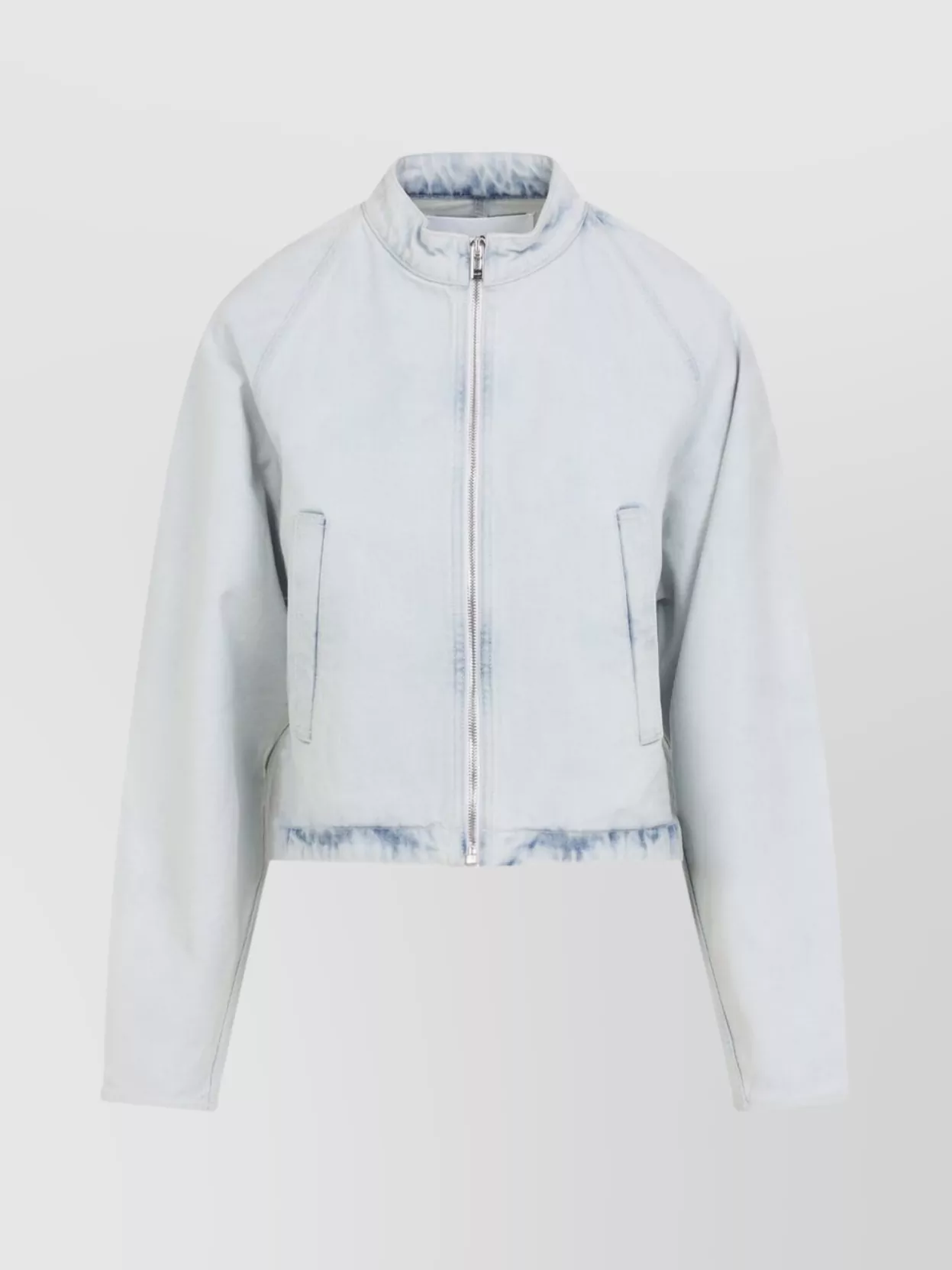 Alaïa Cropped Denim Jacket Round Neckline In Blue