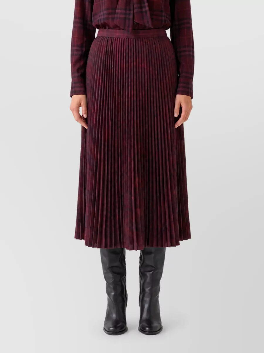 Burberry pleated wool mid-rise midi skirt