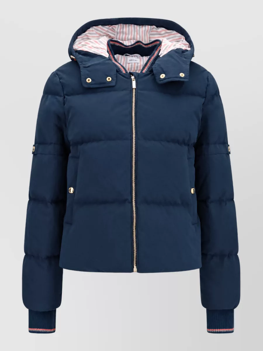 Thom Browne waxed hooded puffer jacket