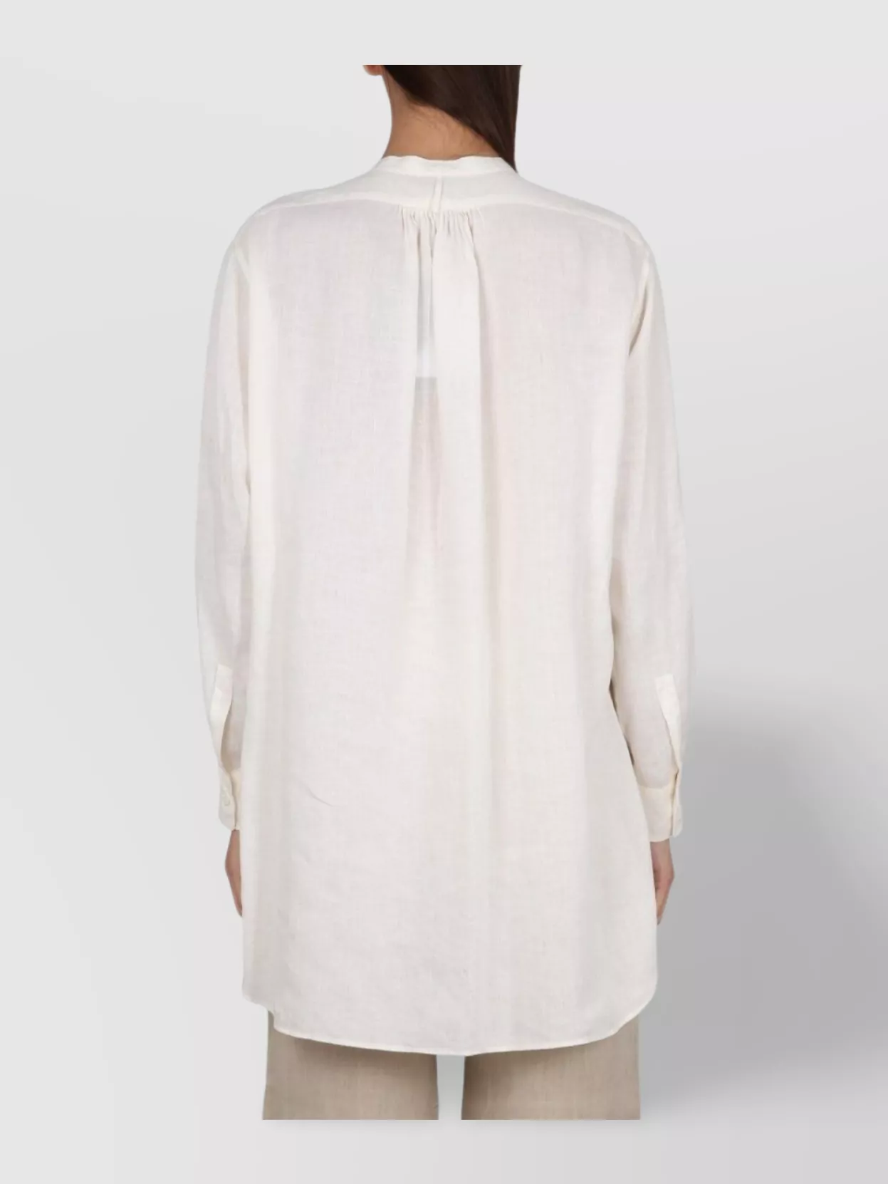 Shop Aspesi Loose Fit Lightweight Mandarin Collar Tunic Shirt