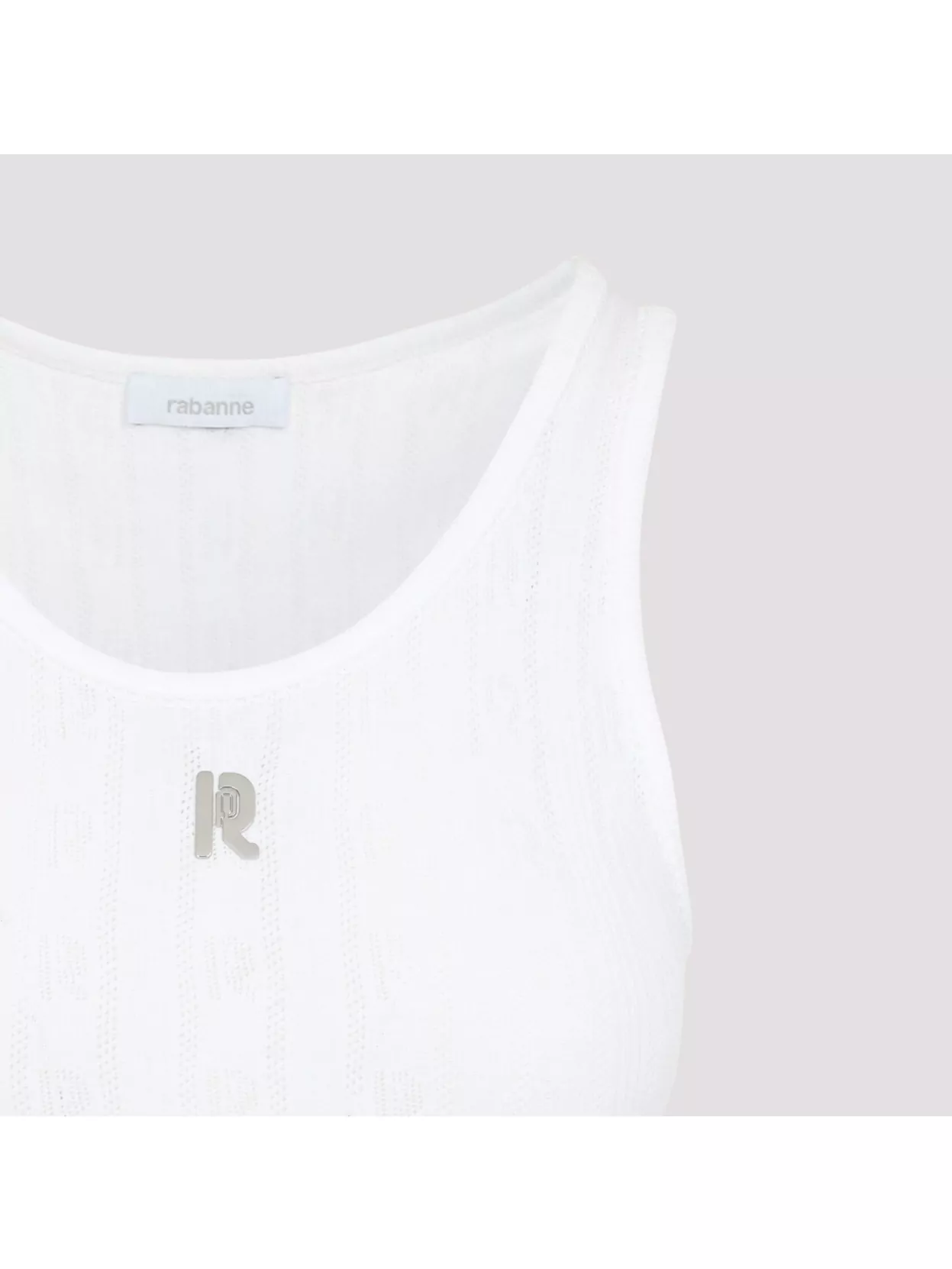 Shop Rabanne Ribbed Cotton Tank Top With Perforated R-logo