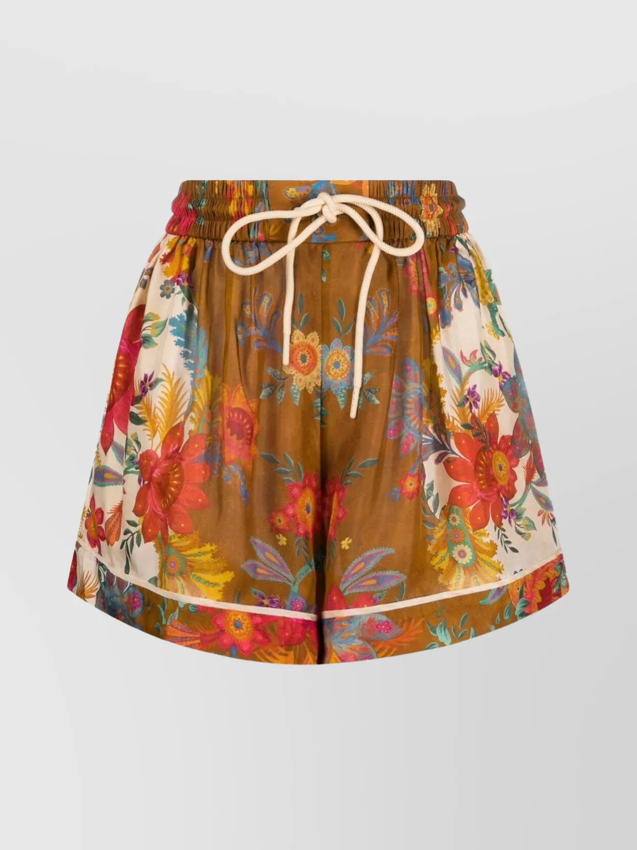 Shop Zimmermann Ginger Flower Print Pocketed Shorts In Brown