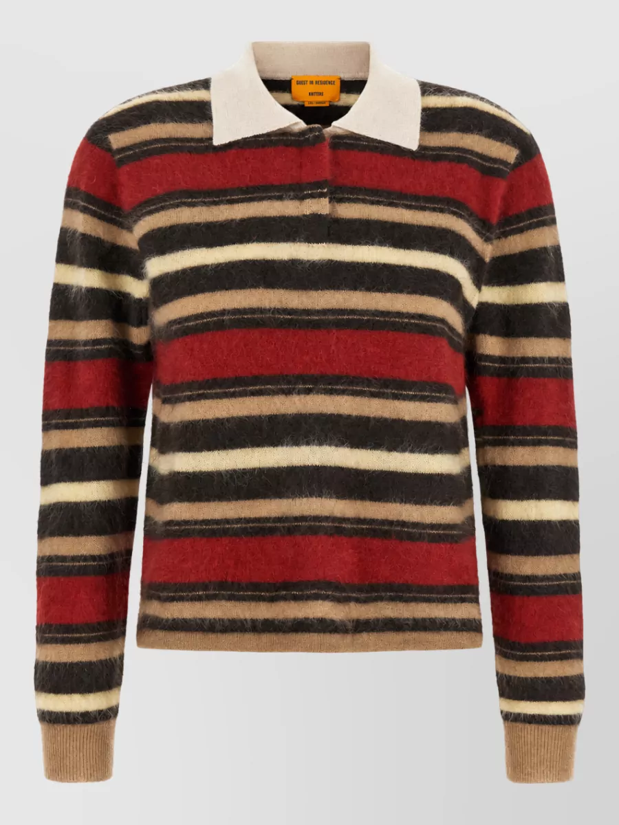 Guest In Residence Cashmere striped cropped polo jumper