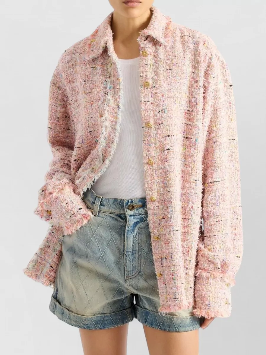Balmain Tweed Long-Sleeve Shirt Jacket