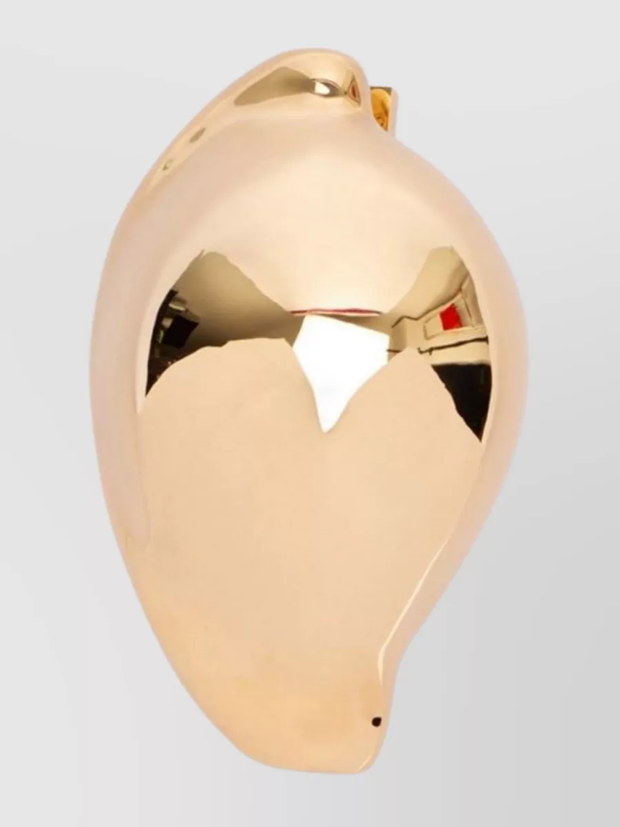 Shop Jacquemus Heart-shaped Metallic Clutch Earrings In Cream