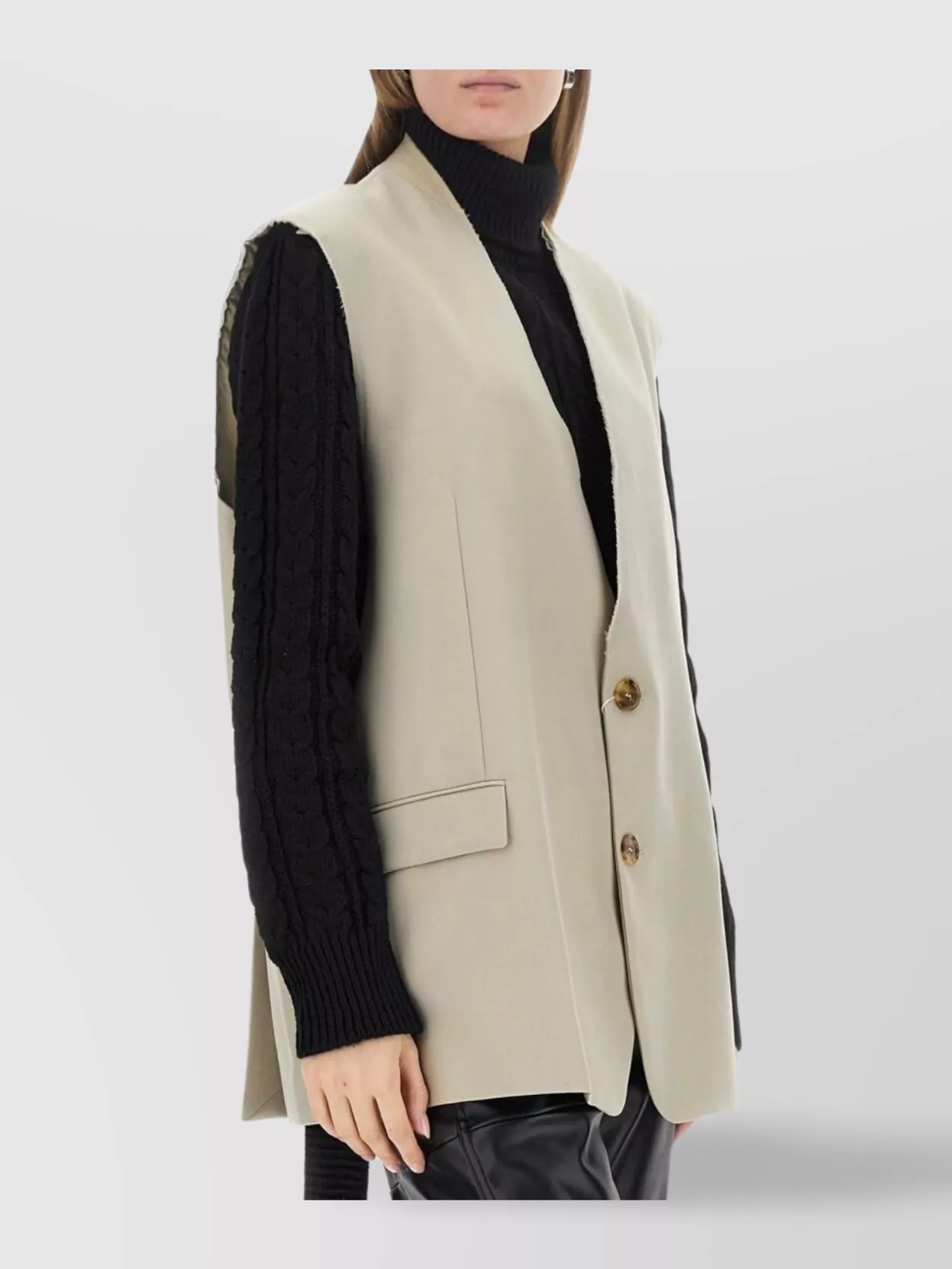 Shop Mm6 Maison Margiela Longline Vest Sleeveless Front Pockets