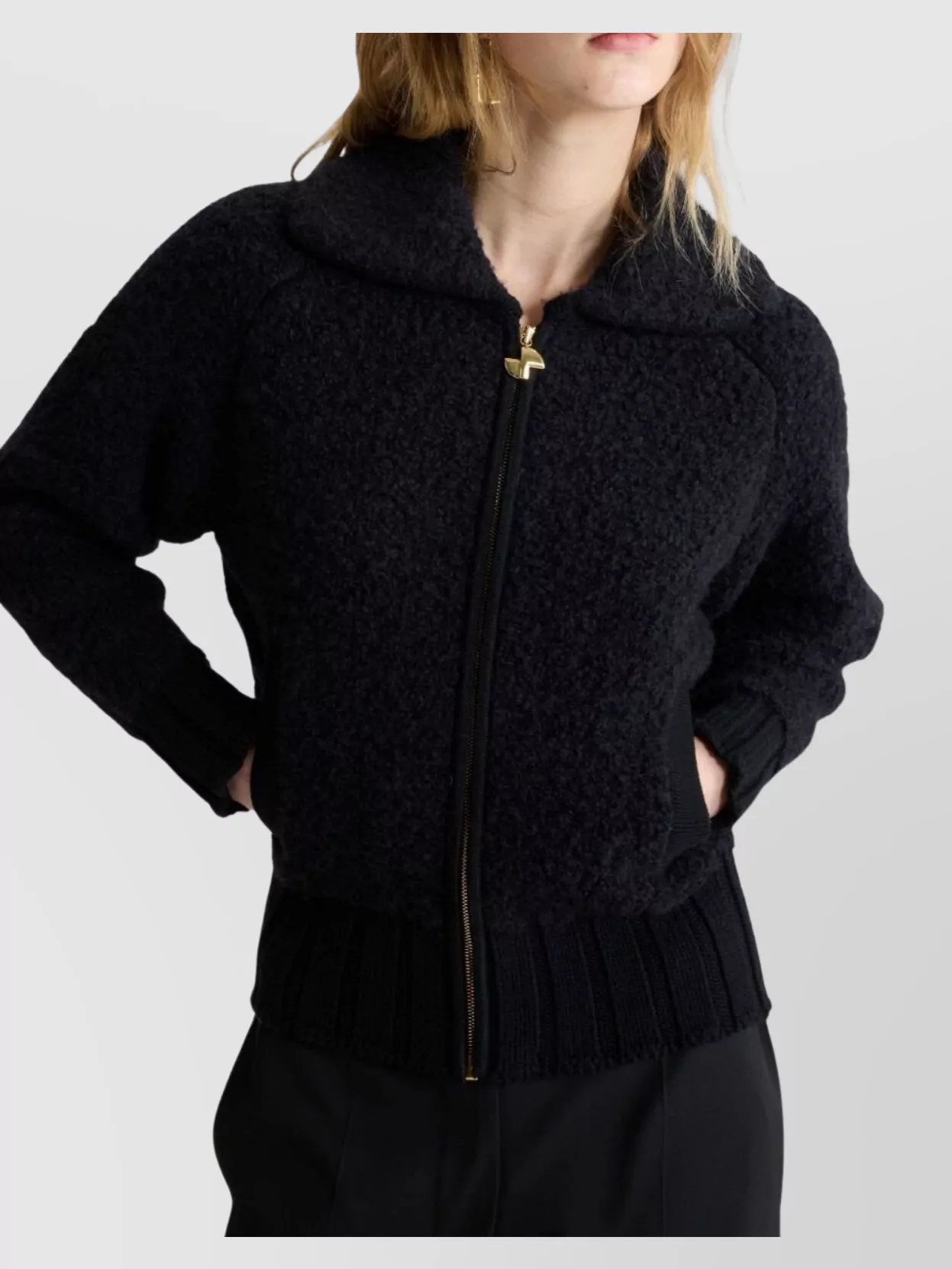 Patou Textured Fabric Jacket High Collar