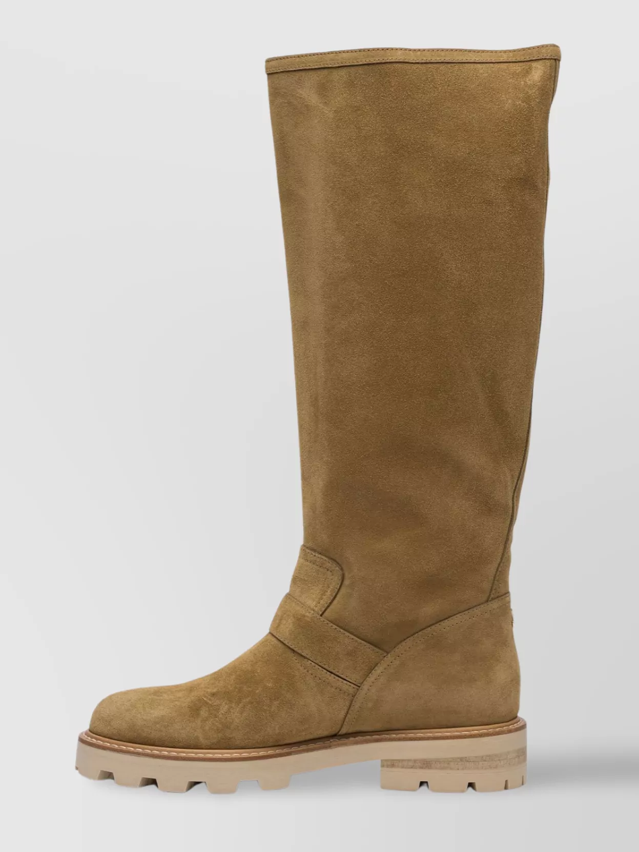 Jimmy Choo Buckle Knee-high Lug Sole Suede Boots