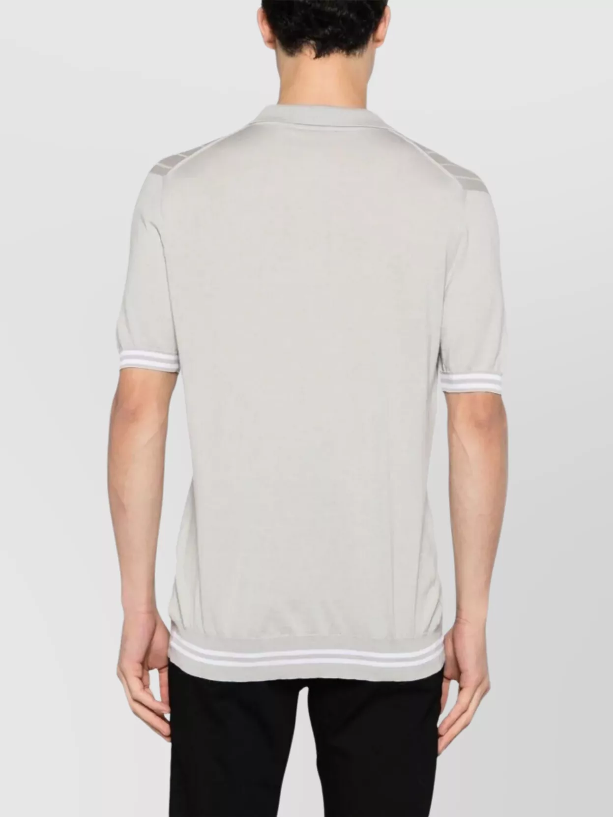 Kiton Ribbed Texture Polo Shirt With Striped Accents