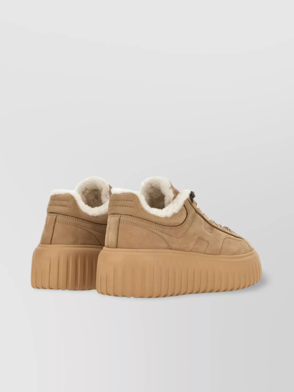 Hogan Suede Sneakers Shearling Lining Platform Sole