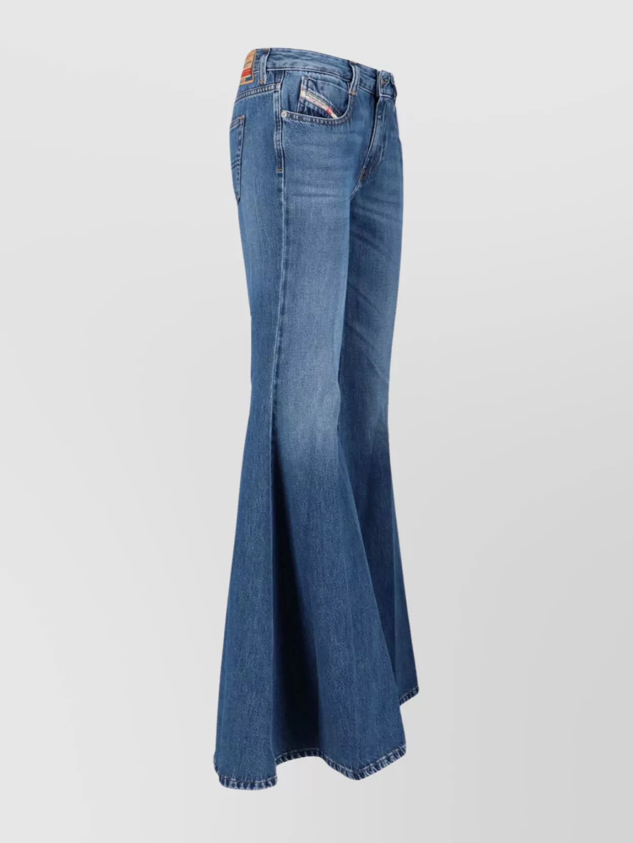 Diesel Straight Flared Trousers Belt Loops In Blue