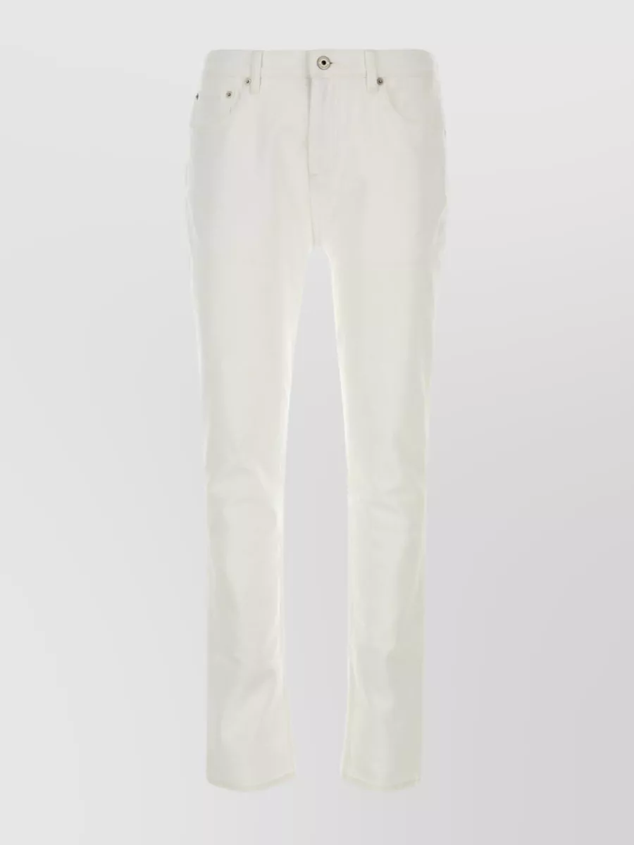 Shop Burberry Stretch Cotton Denim Trousers In Cream